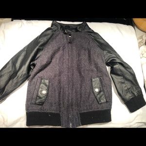 Black Faux Leather Boys Jacket